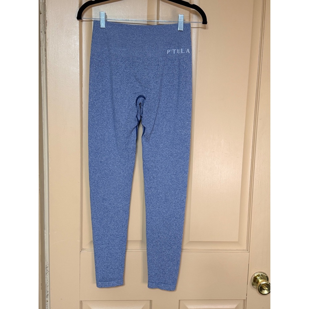 PTula Bare High Waisted Seamless Scrunch Butt Leggings Blue Heather Size L